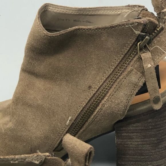 dolce vita brown suede zip up chunk heel open toe shoes size 9.5 READ - Picture 8 of 13